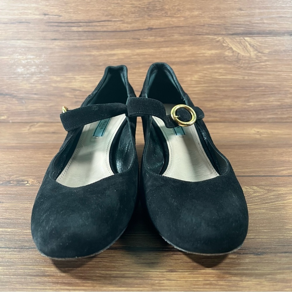 PRADA Black Suede Mary Jane Pumps Heels Women’s Size 10.5 (40.5) Shoes Block‎ - Picture 5 of 11